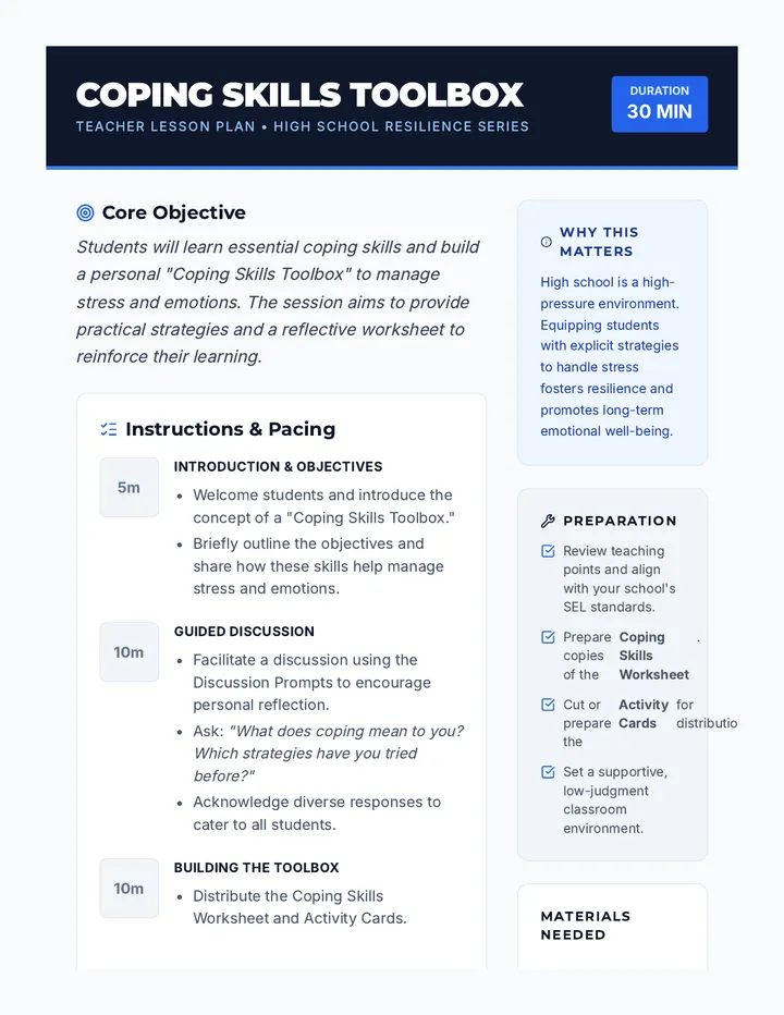 Toolbox Lesson Plan Teacher Guide