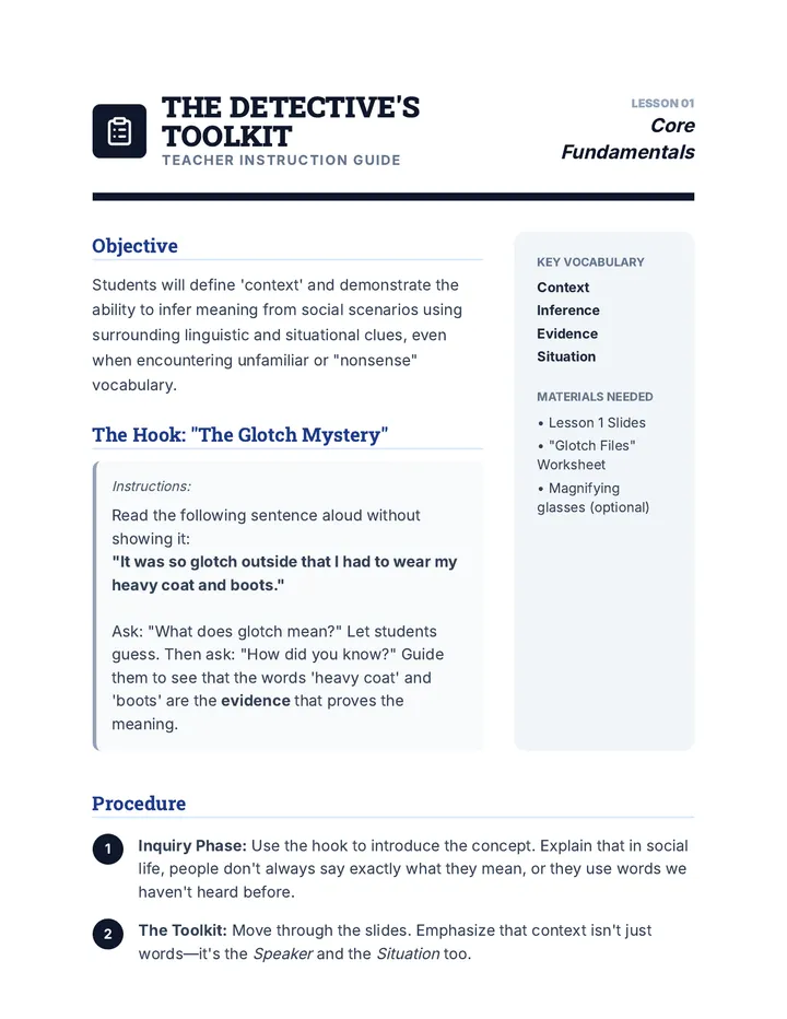 Detective Toolkit Teacher Guide