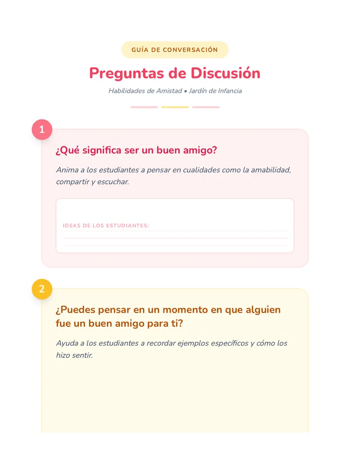 Preguntas de Discusión de Amistad