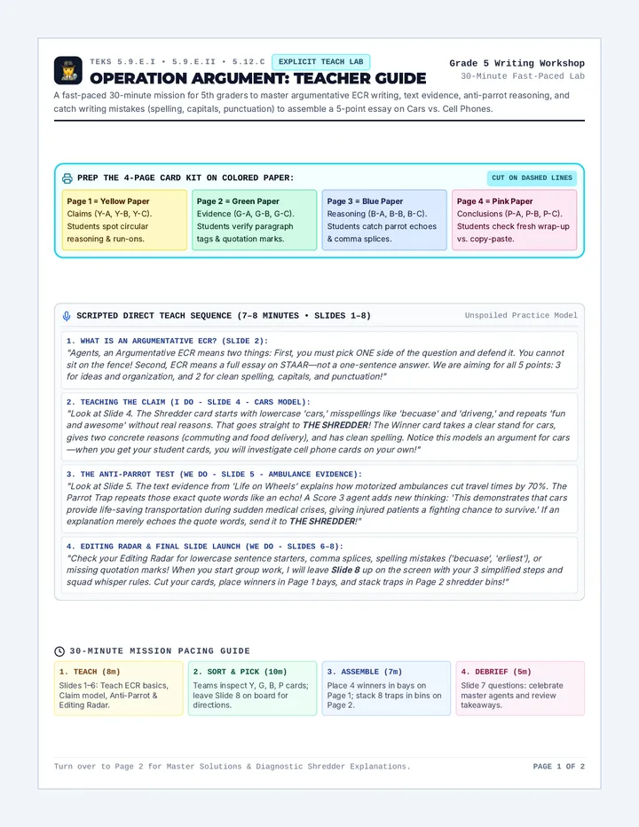 Operation Argument Teacher Guide