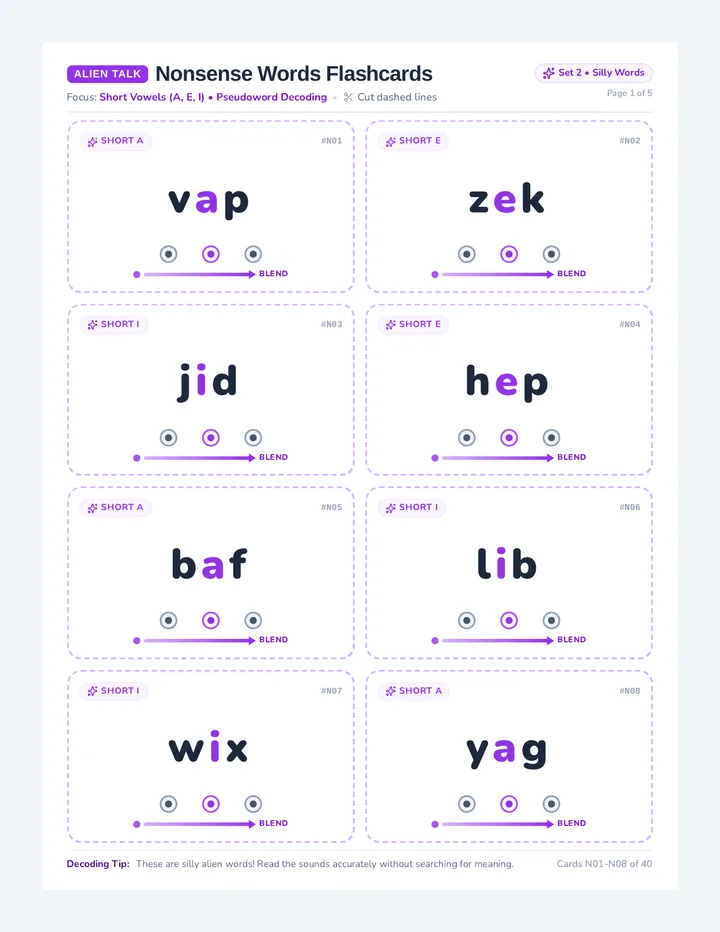 Nonsense Words Flashcards