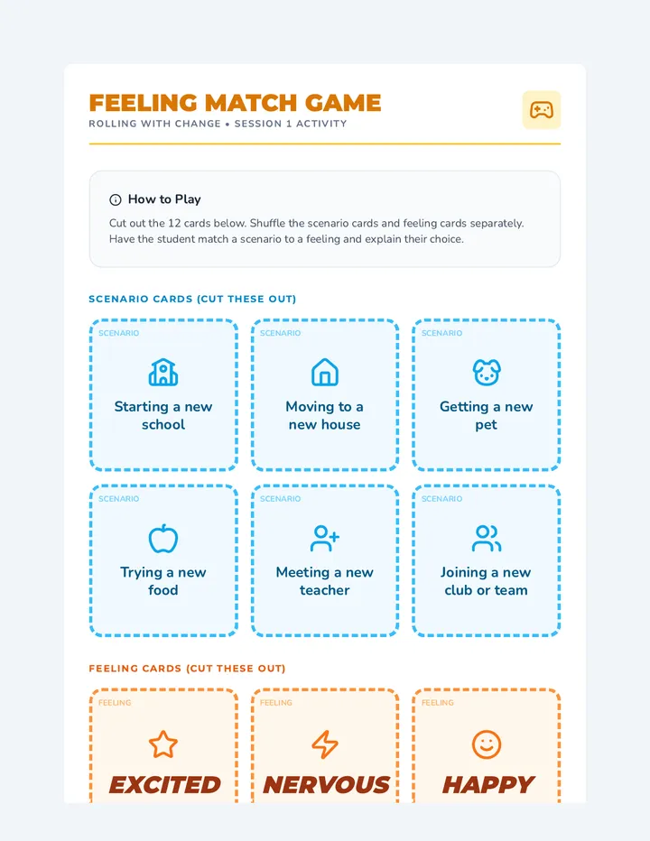 Change Feeling Matching Game Cards