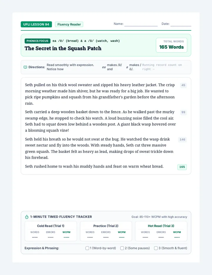 Squash Patch Decodable Reader