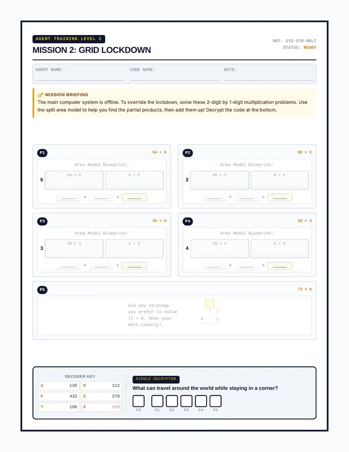 Grid Lockdown Worksheet