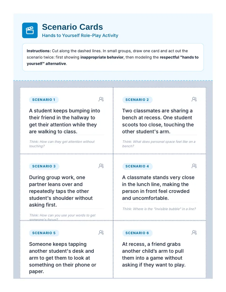 Respectful Behavior Scenario Cards