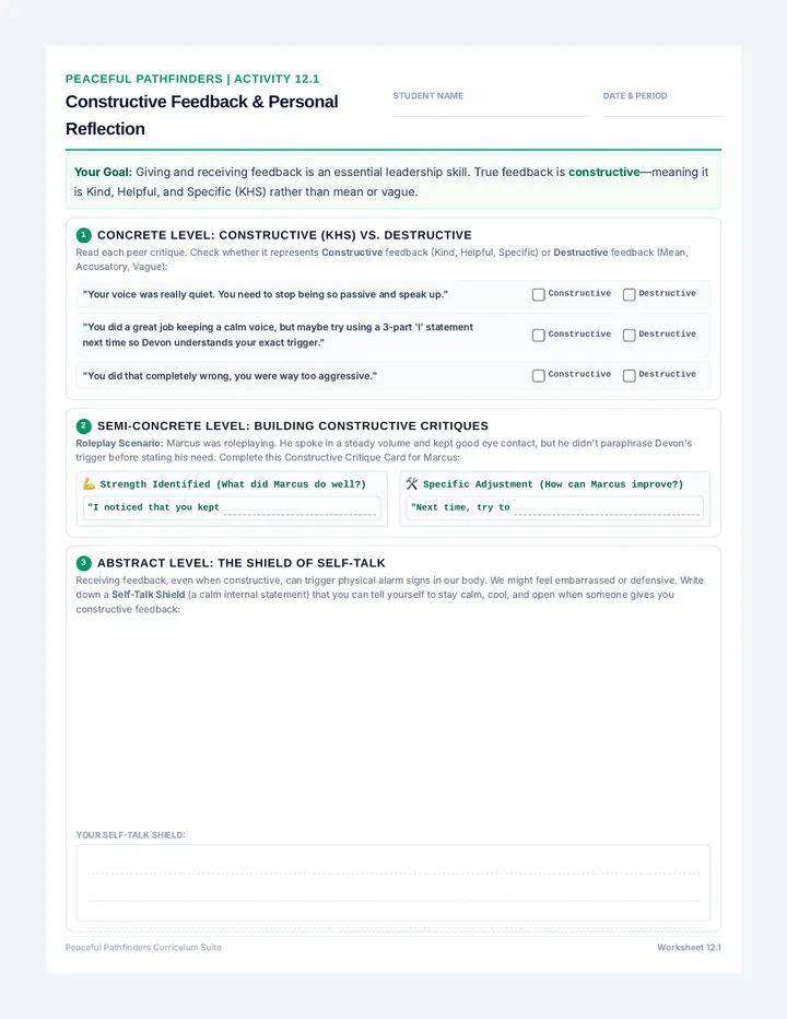 Peer Feedback Worksheet