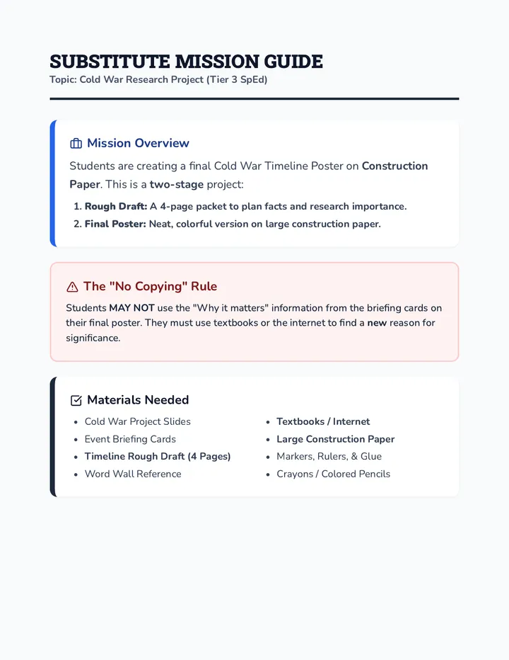 Substitute Mission Guide