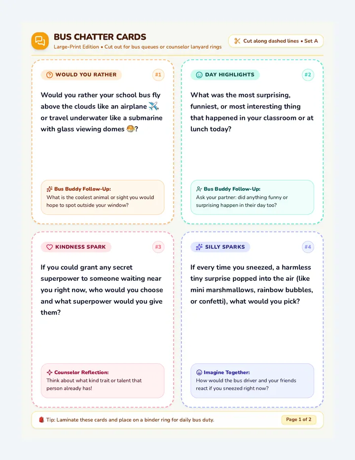 Bus Chatter Conversation Cards