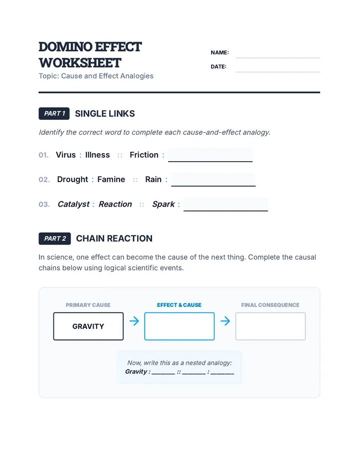 Domino Effect Worksheet