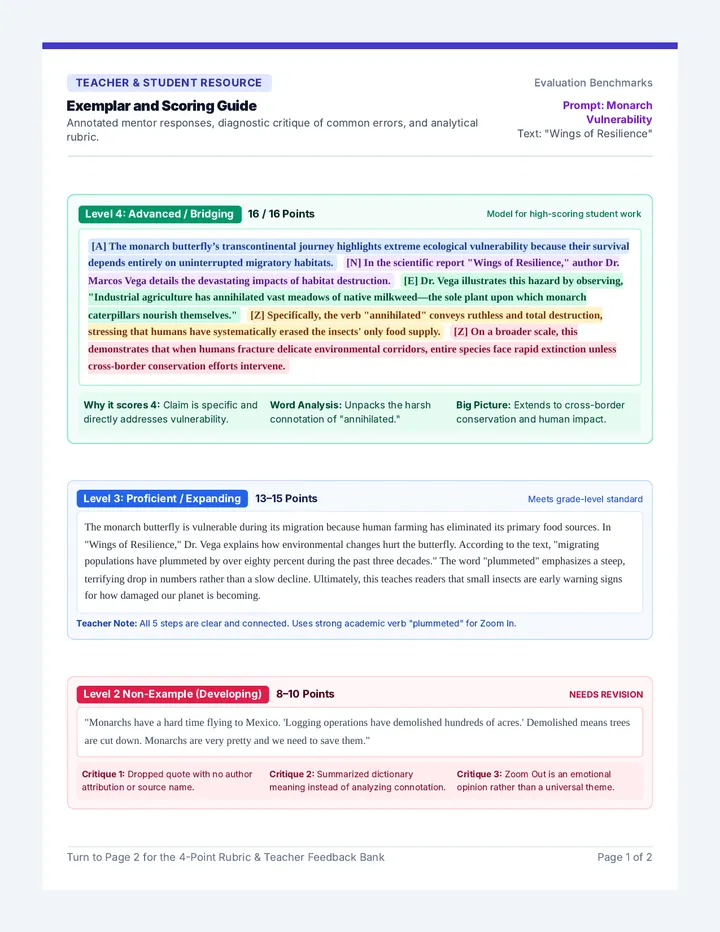 Exemplar and Scoring Guide