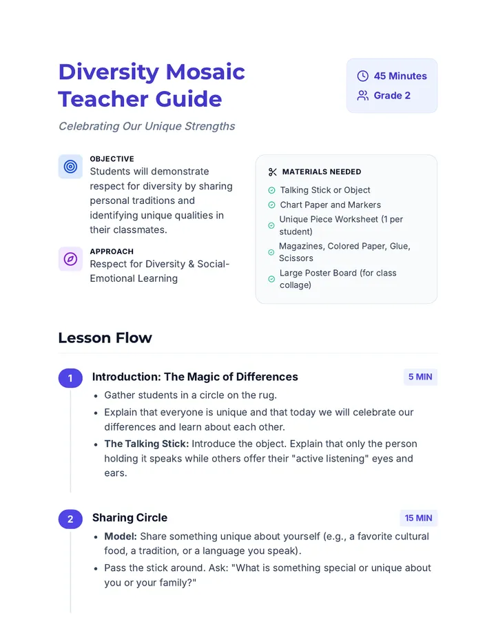 Diversity Mosaic Teacher Guide