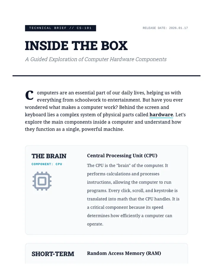 Hardware Components Reading Handout