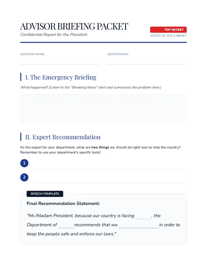 Advisor Briefing Packet