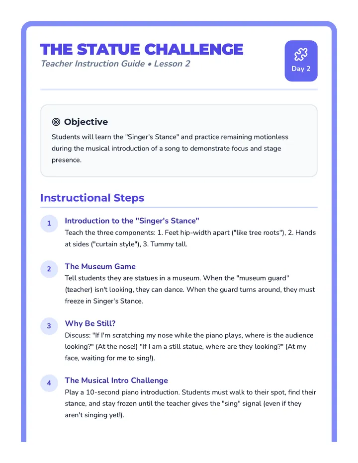 Statue Challenge Teacher Guide
