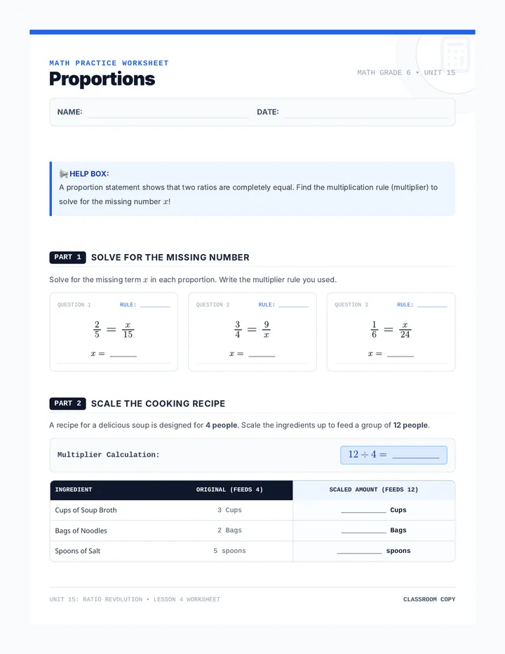 Proportion Patrol Worksheet