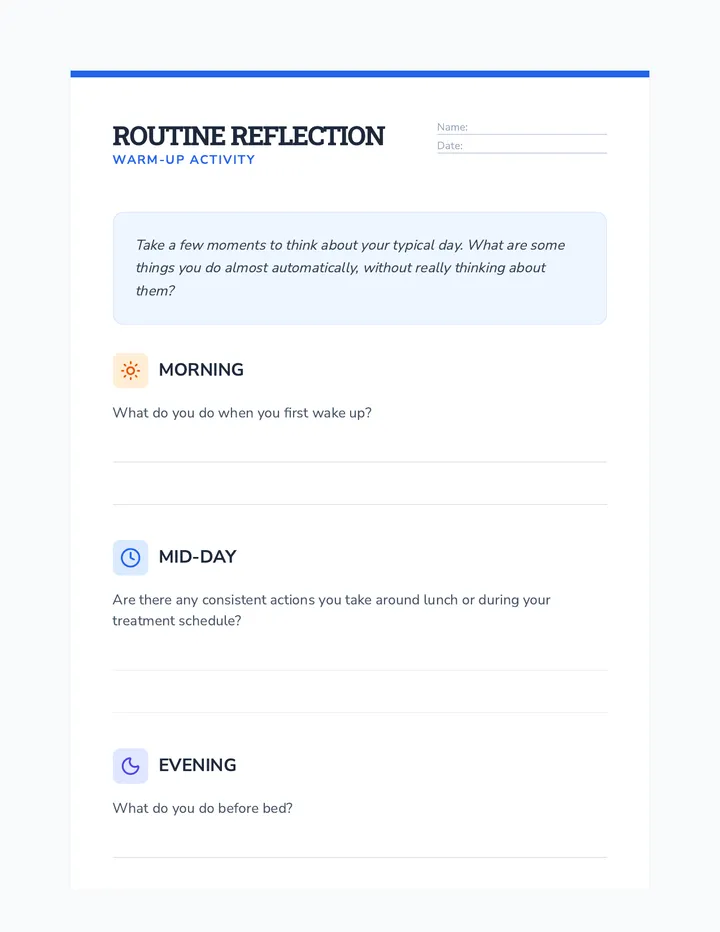 Routine Reflection Warm Up