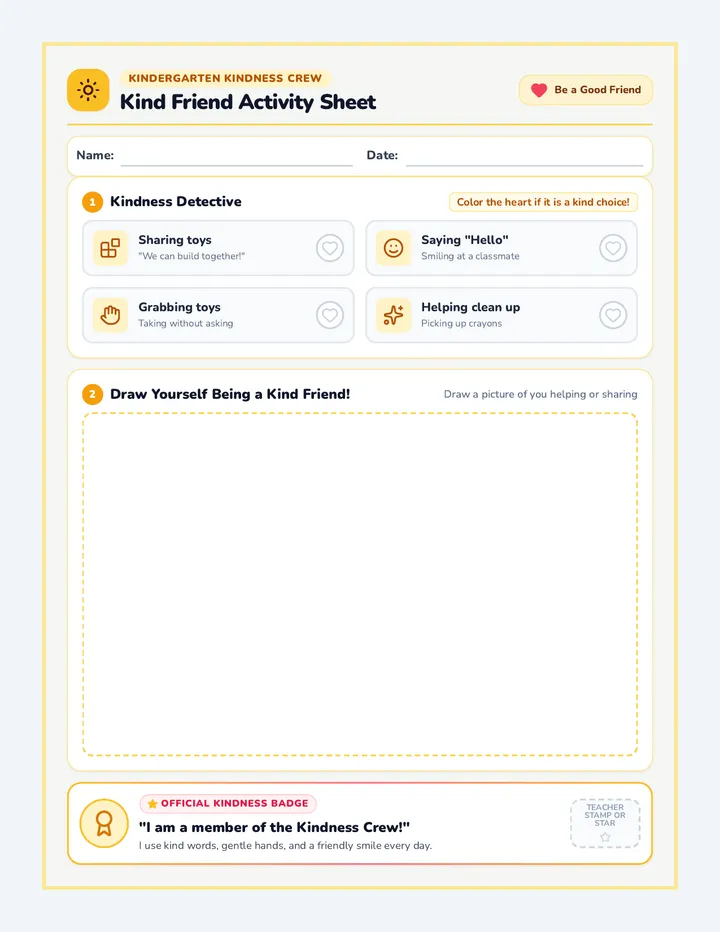 Kind Friend Activity Sheet