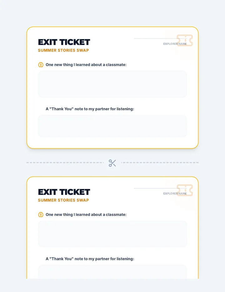 Summer Swap Exit Ticket Assessment