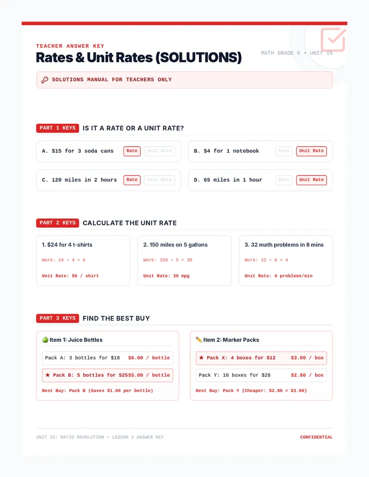Rate Raiders Answer Key