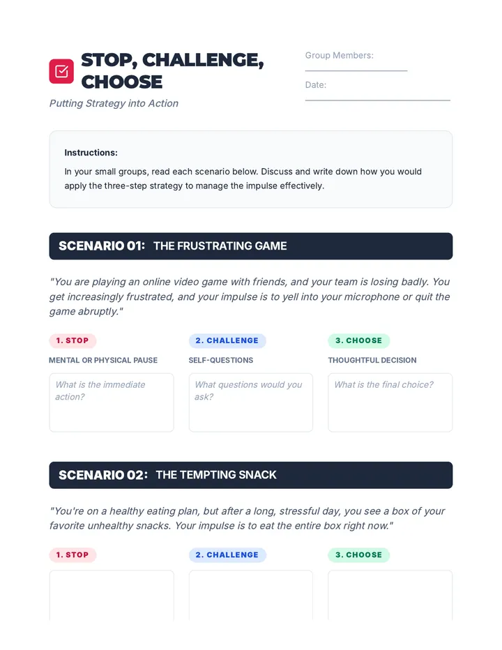 Stop Challenge Choose Activity