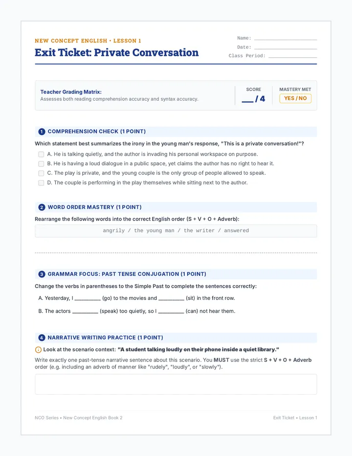 Private Conversation Exit Ticket