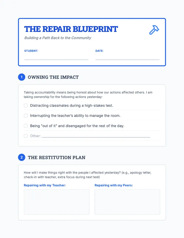 Behavior Repair Blueprint Template