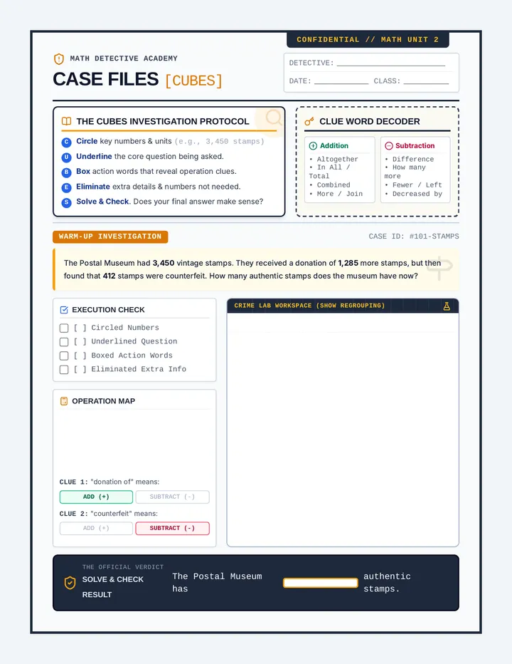 Clue Solvers Worksheet