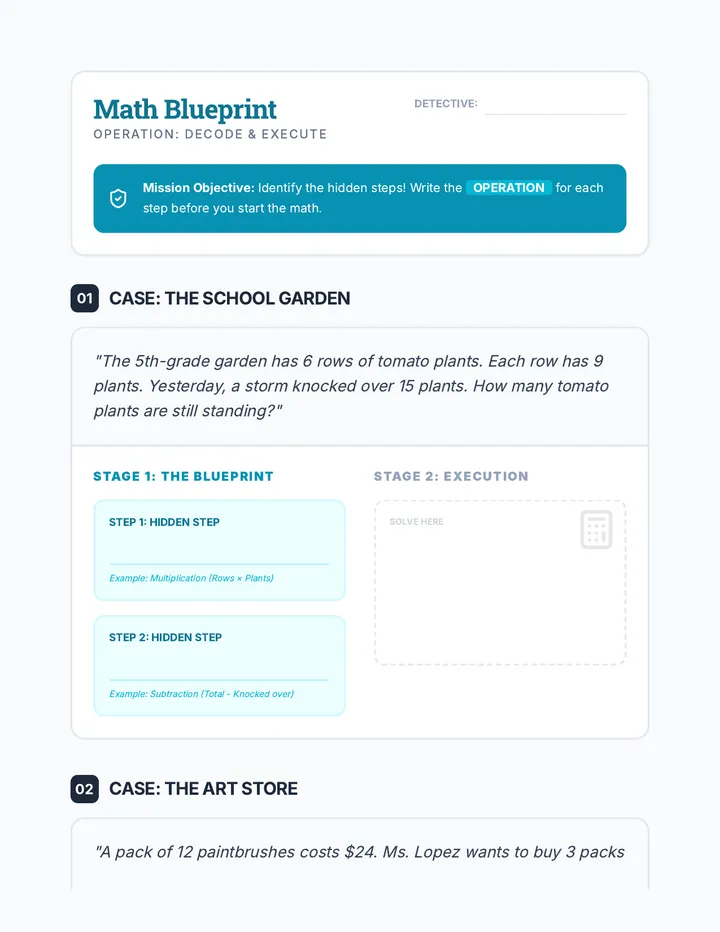 Math Blueprint Worksheet