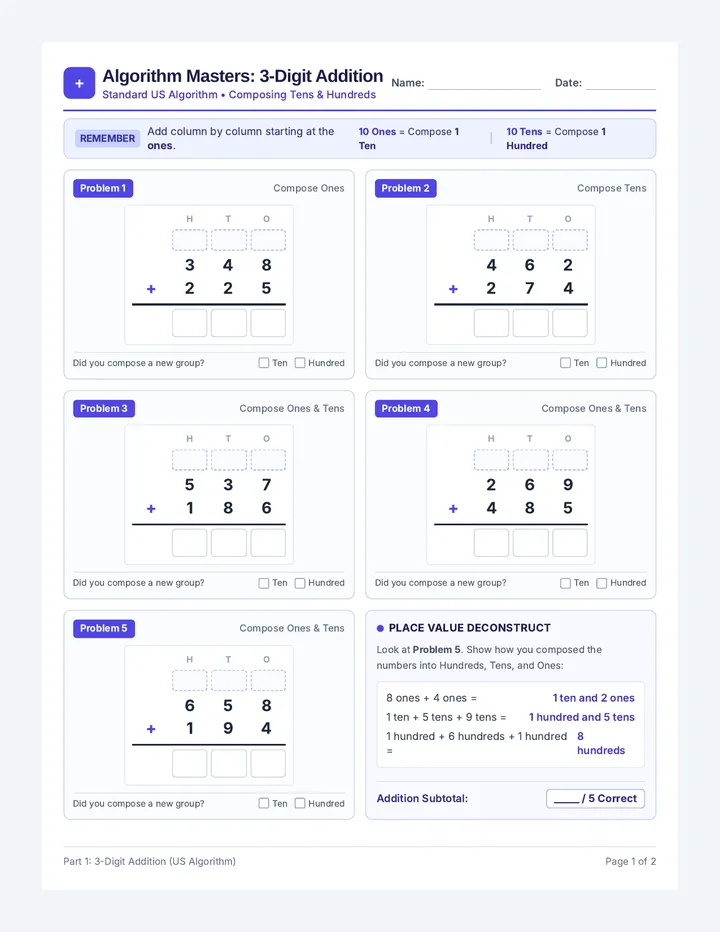 Algorithm Masters Worksheet