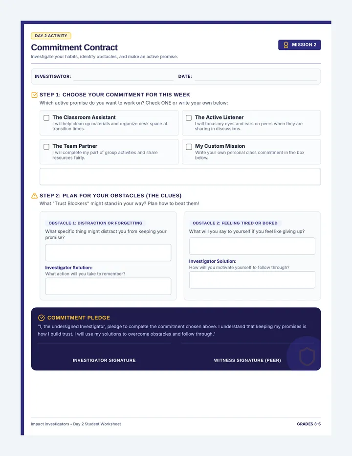 Commitment Contract Worksheet