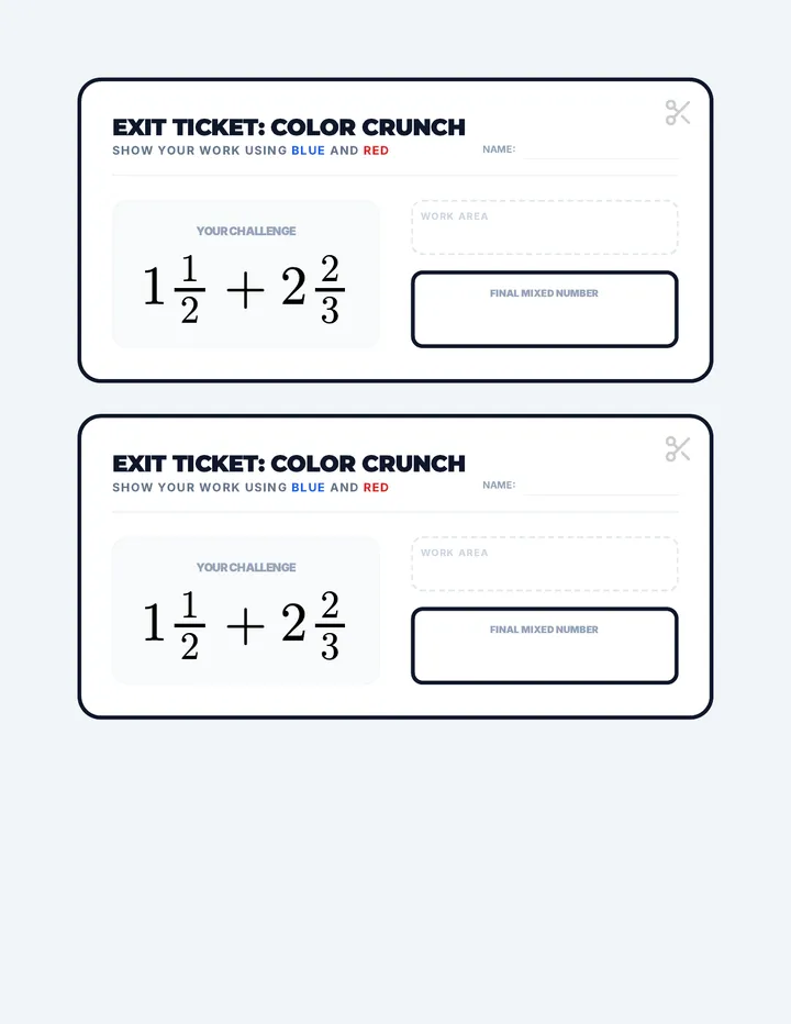 Color Crunch Exit Ticket Slips