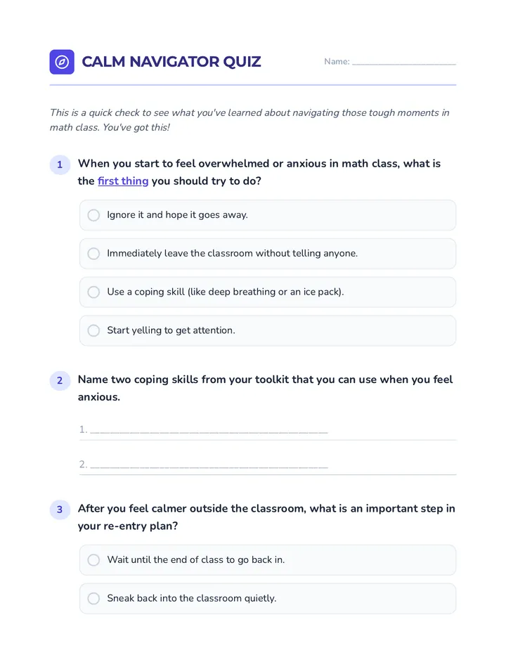 Calm Navigator Quiz
