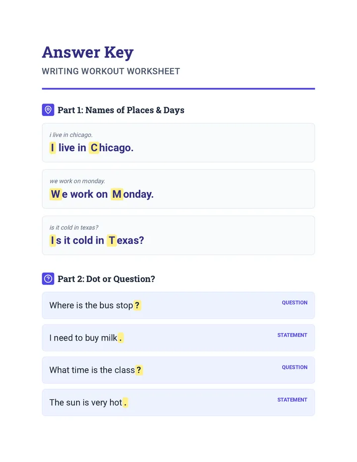 Writing Workout Answer Key