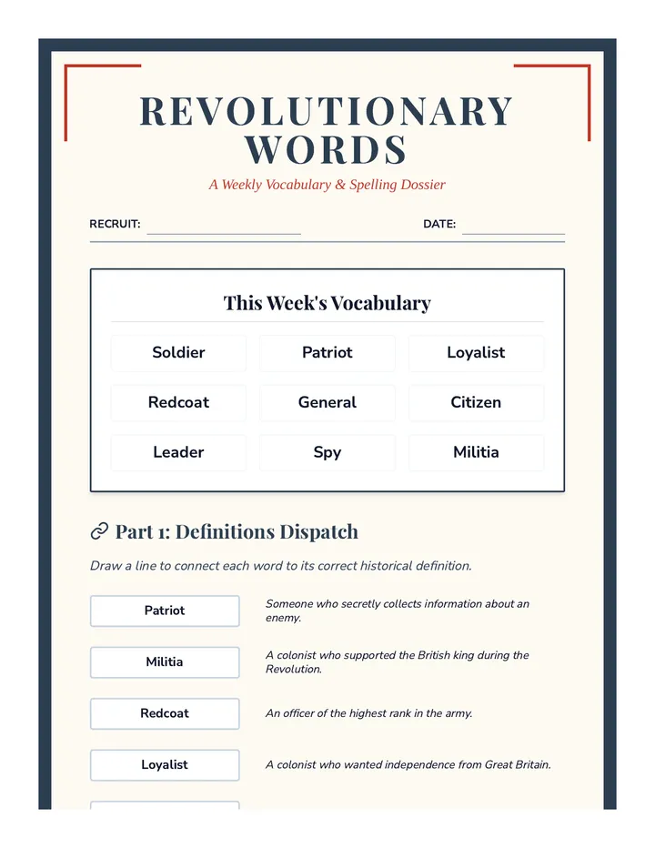Revolutionary Words Packet