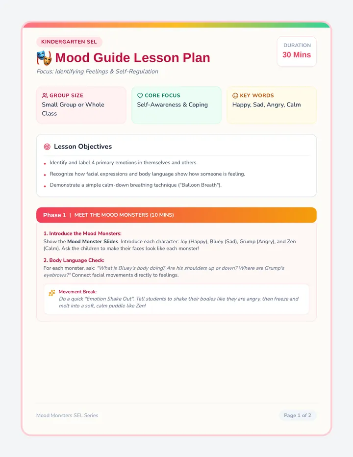 Mood Guide Lesson Plan