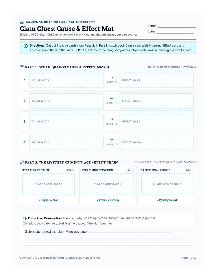 Clam Clues Activity