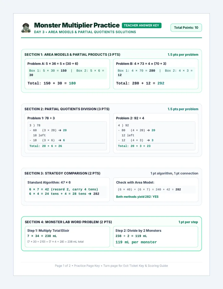 Monster Multiplier Answer Key