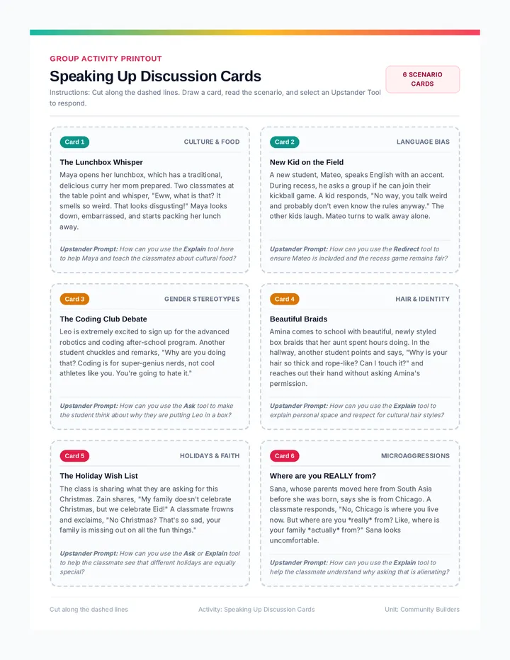 Speaking Up Cards