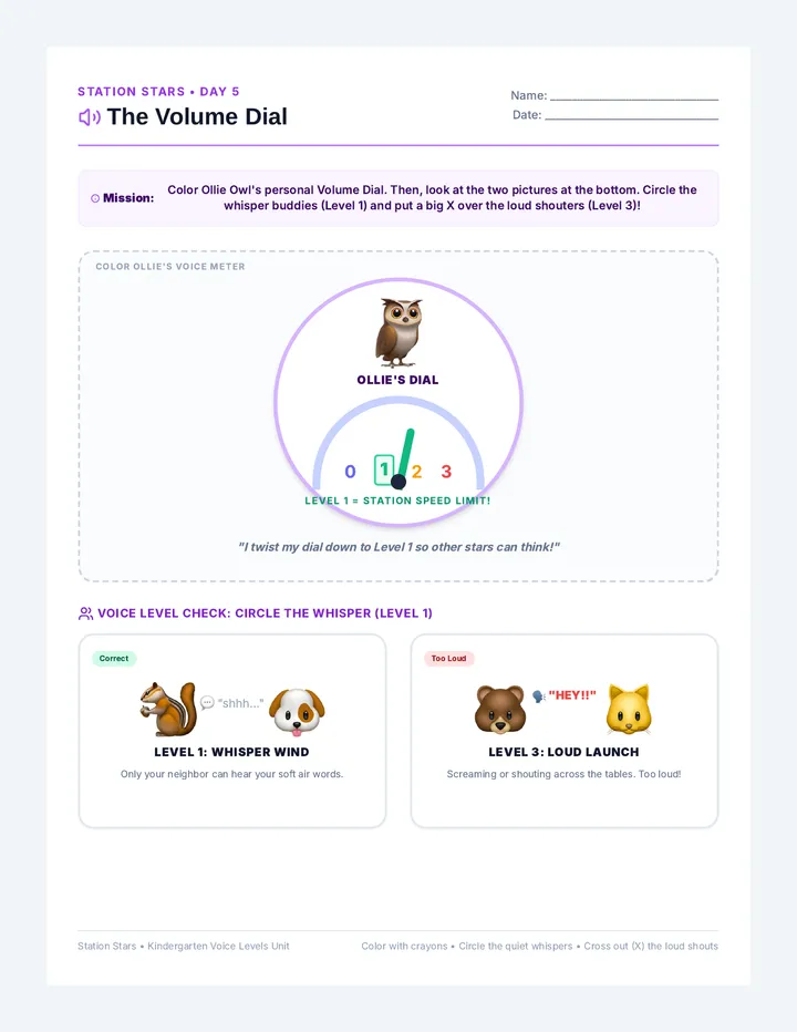 Volume Dial Worksheet