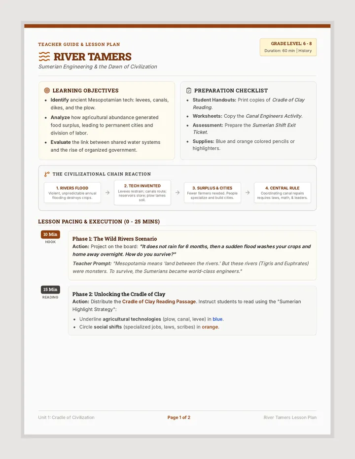 River Tamers Lesson Plan