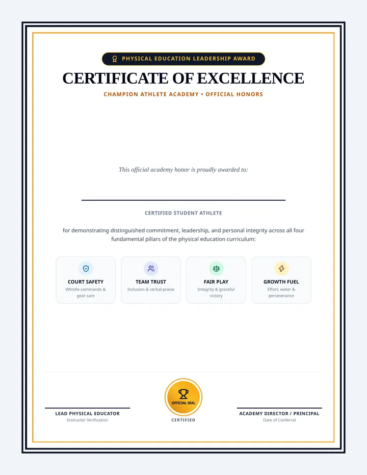 Champion Athlete Certificate