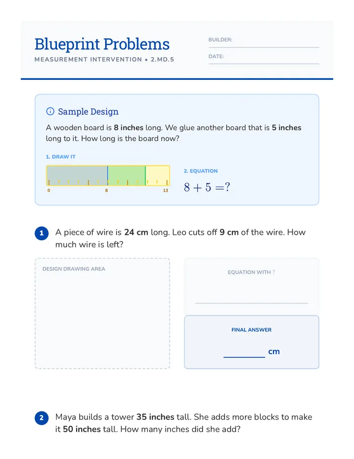 Blueprint Problems Worksheet