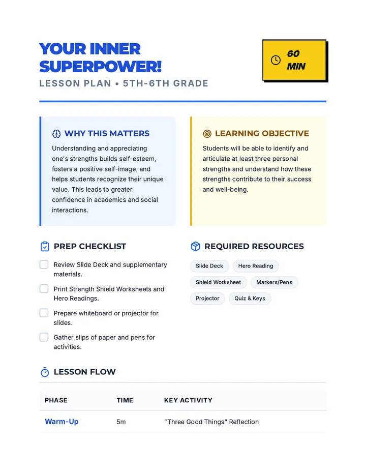 Superpower Training Lesson Plan