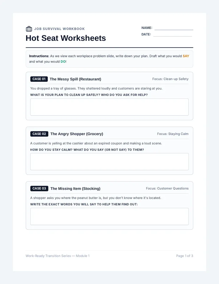 Hot Seat Worksheet