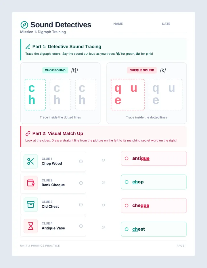 Chop and Cheque Worksheet