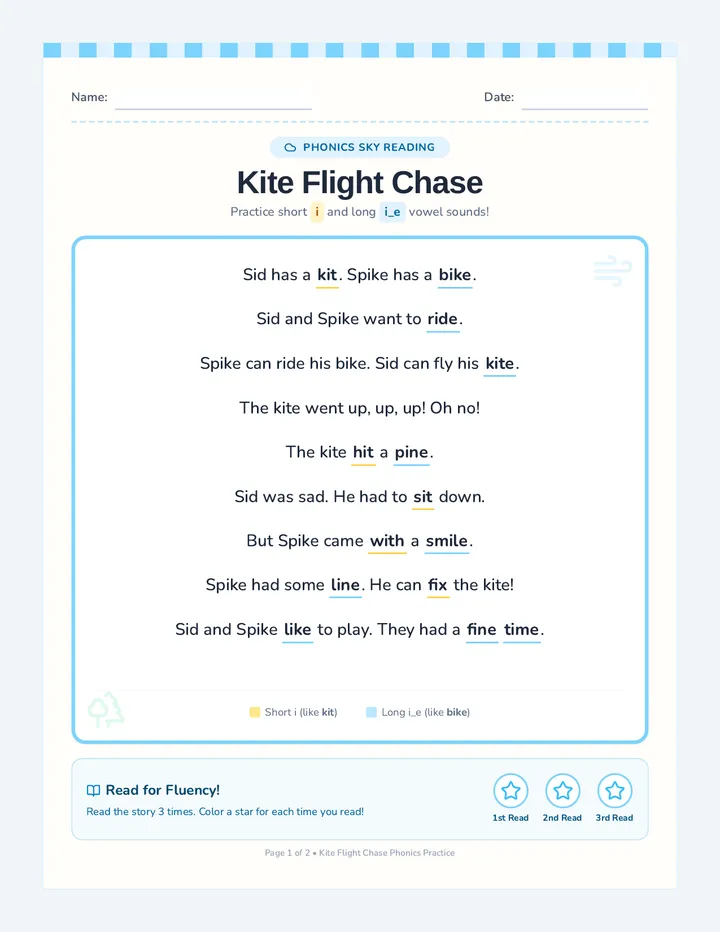 Kite Flight Worksheet
