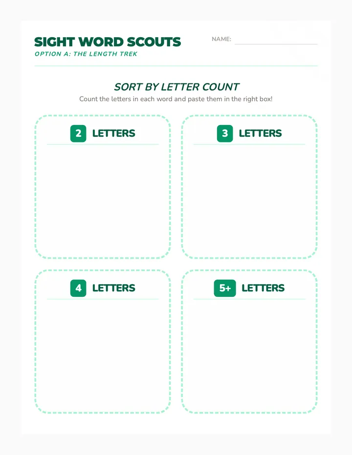Word Sort Worksheet