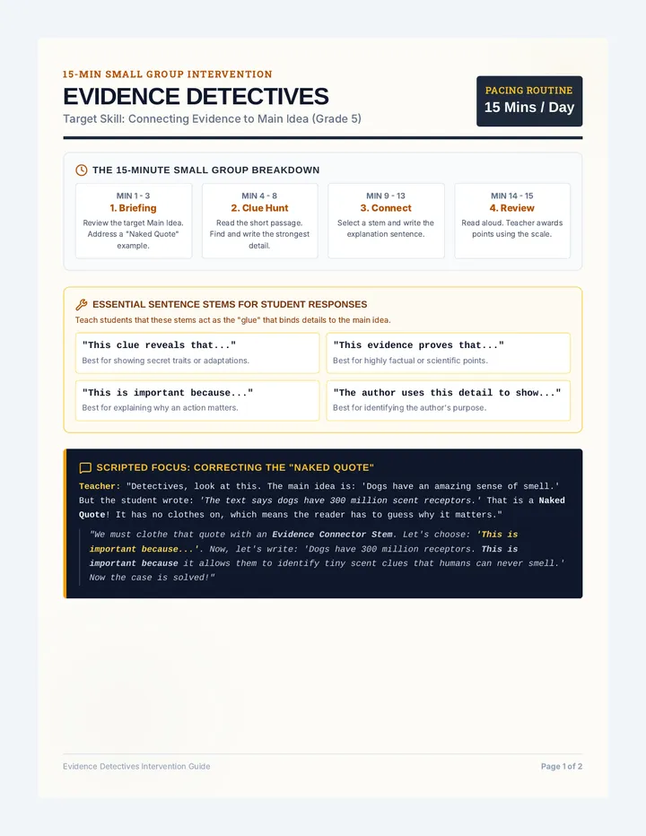 Evidence Detectives Teacher Guide