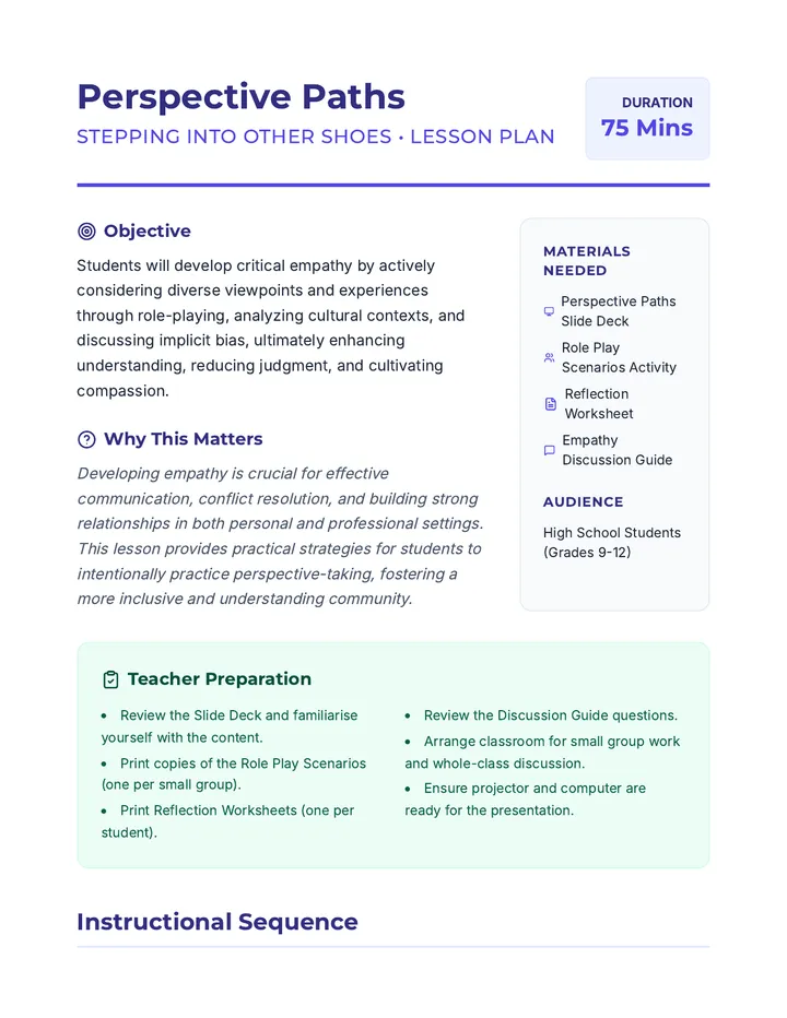 Perspective Paths Lesson Plan