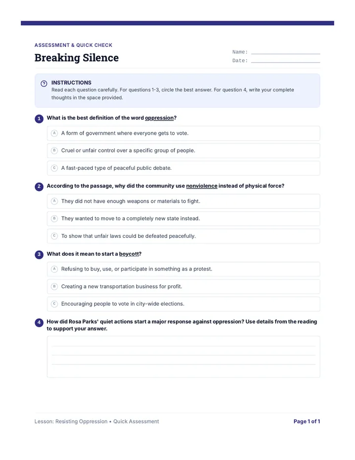 Breaking Silence Assessment